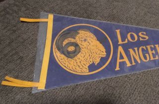 Vintage 1940 ' s LOS ANGELES RAMS Full - Size Pennant Very Rare & 2