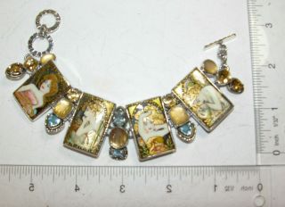 AMY KAHN RUSSELL RARE Mucha Painted Lady Gemstone Sterling Silver Bracelet 4