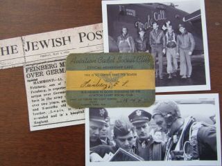 Wwii,  Jewish Army Air Corps Card,  Officer,  453rd Bomb Group J Stewart,  Mia,  Al.