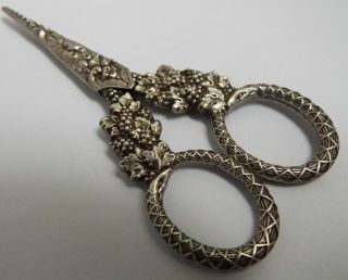 English Antique Georgian 1815 Solid Silver Sewing Scissors & Case
