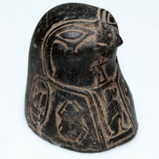 Roman Era Egyptian Black Stone Stopper Ra Bust Shaped Ca 300 - 400 Ad