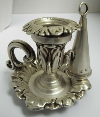 Lovely Rare English Antique Victorian 1848 Solid Sterling Silver Chamberstick