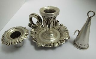 LOVELY RARE ENGLISH ANTIQUE VICTORIAN 1848 SOLID STERLING SILVER CHAMBERSTICK 2