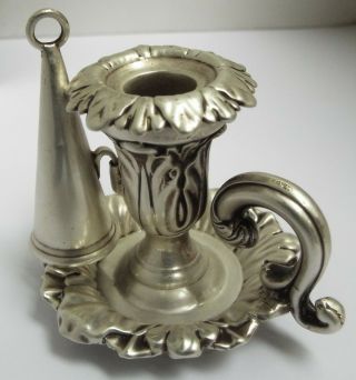 LOVELY RARE ENGLISH ANTIQUE VICTORIAN 1848 SOLID STERLING SILVER CHAMBERSTICK 3