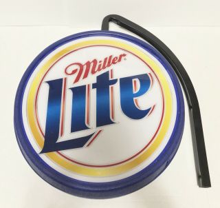 Vintage Miller Lite Round Two Sided Pub Beer Sign 24x21” - Brand Rare