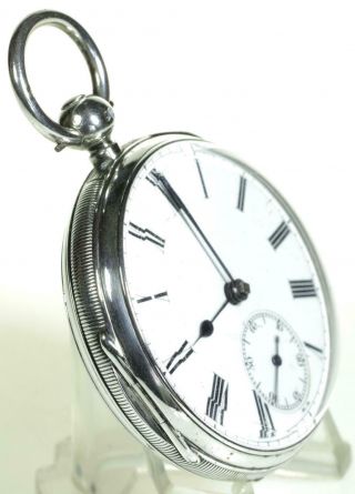 Solid sterling silver English fusee lever pocket watch 1878 cleaned & 2