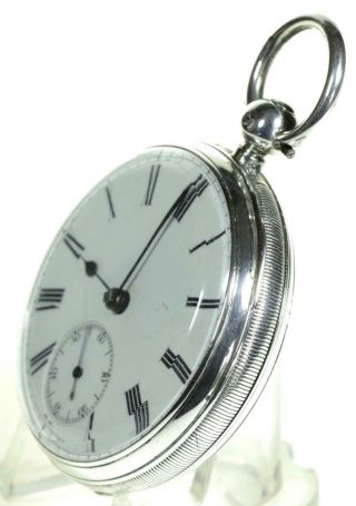 Solid sterling silver English fusee lever pocket watch 1878 cleaned & 3