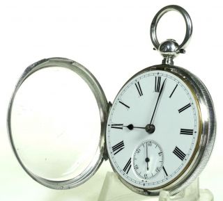 Solid sterling silver English fusee lever pocket watch 1878 cleaned & 6