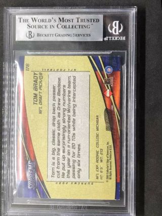 2000 Tom Brady Collectors Edge hologold /20 missing serial bgs 8.  5 RARE 4