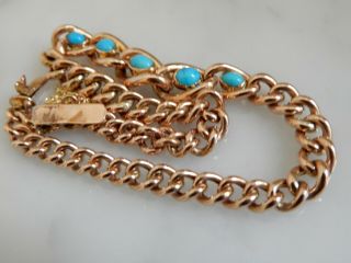 A 9 Ct Rose Gold Antique Oval Turquoise Bracelet