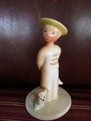 Royal Dux Katri Ceramic Figurine Tintin Boy Dog Czechoslovakia Signed Numbered