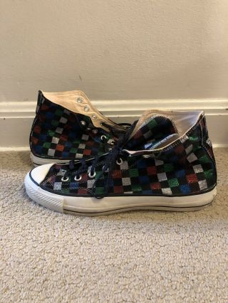 Vtg Rare 80s High Top Converse All Star Shoes Sz 11 Made In Usa Multicolor Plaid