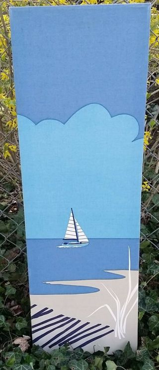 Large Vintage Marushka 3 Piece Set Art Print Beach Scene Gulls Sailboat Blue Sky 4
