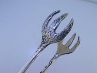 Rare Sterling GORHAM Serving Tongs AESTHETIC w/ Fish swimming in waves of water 7