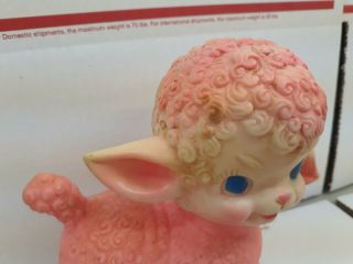 Vintage 1955 The SUN RUBBER Co Pink Baby Sheep Lamb SQUEAK Toy - 1950s 2