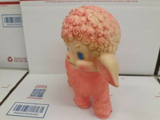 Vintage 1955 The SUN RUBBER Co Pink Baby Sheep Lamb SQUEAK Toy - 1950s 3