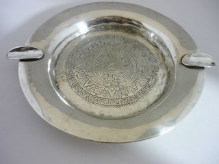 Stunning Rare Hand Beaten Large Vintage Mexican Hallmarked Solid Silver Ash Tray