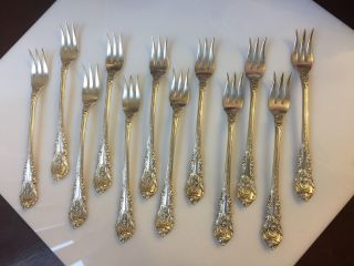 12 Wallace " Sir Christopher " Sterling Silver 5 1/2  Cocktail Forks Mono