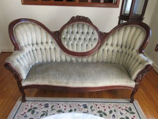 Antique Victorian Sofa & 2 Matching Parlor Chairs (Gentlemen ' s & Ladies) 2