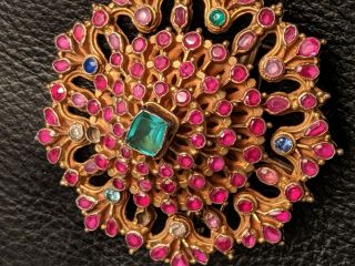 Rare Multi - Color Victorian Hinged High Collar Brooch