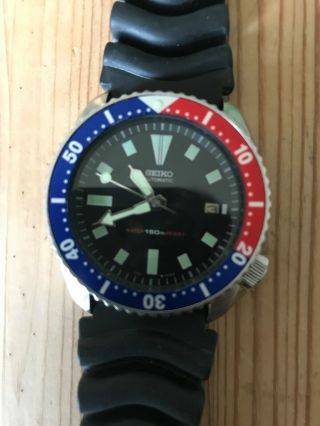 Vintage Seiko 7002 Automatic Divers Watch Pepsi Bezel In Order