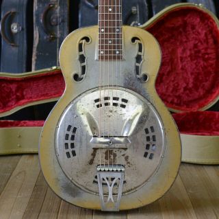 Vintage 1937 Dobro M - 32 Fiddle Edge Spider Cone Resonator Guitar Old Kraftsmen