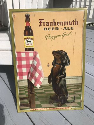 Antique Toc Brewery Advertising Sign Beer Frankenmuth Michigan Dog Colorful