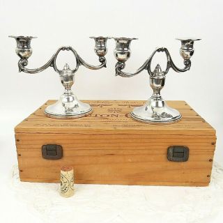 Vintage 1940s Mueck Carey Co Sterling Silver Candelabra Candlestick Set Weighted