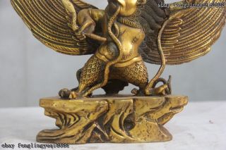 Tibet Buddhism Copper Bronze Gild Redpoll Winged Garuda Bird Eagle Buddha Statue 4