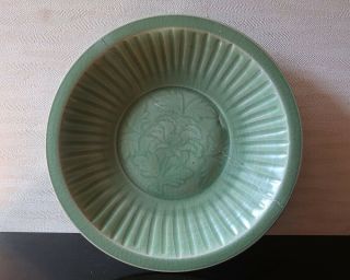 Very Rare Large C1600 Chinese Longquan Celadon Glaze Charger Plate