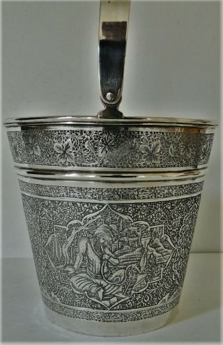 Antique Quality Figural Decor Persian 84 Silver Ice Bucket Vartan 283 Gr