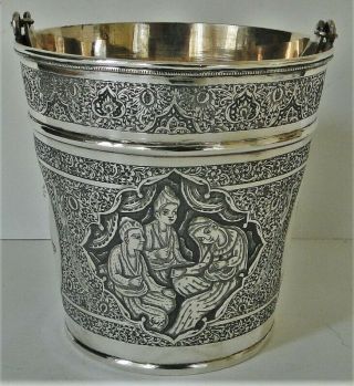 Antique Quality Figural Decor Persian 84 Silver Ice Bucket Vartan 313 Gr