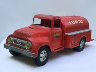 Vtg 1957 Tonka Gasoline Oil Tanker Pressed Steel Toy Delivery Truck Gas Ford
