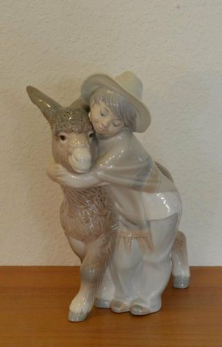 Lladro Boxed " Boy With Donkey " 1181 Retired Figurine Vintage