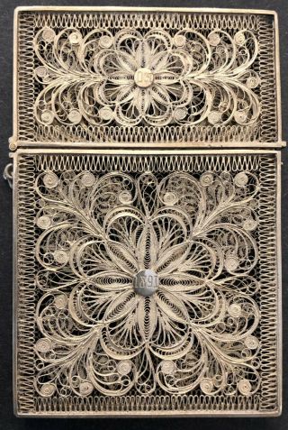 Antique Continental Silver Filigree Card Case