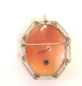 14k white gold diamond cameo pin brooch pendant charm 9g vintage estate antique 6