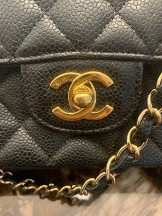 Chanel Vintage Classic Double Flap Bag Quilted Caviar Medium 2