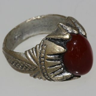 A Very Rare Silver Plated Magical Ring Circa 1600 Ad With Gem Stone