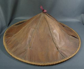24 " Vintage Antique Chinese Asian Vietnamese Coolie Straw Bamboo Hat Conical