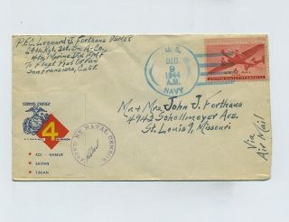 1944 Wwii Ww2 Us Patriotic Propaganda Cover Envelope Usmc Marines 4th Div Wz5130