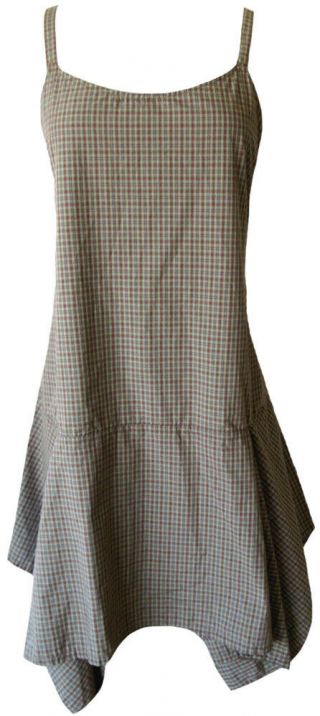 Krista Larson Moss Plaid Cotton Short Pinwheel Slip Vintage Style Nwt