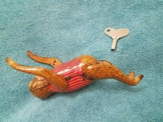 Vintage Tin Monkey Somersaulting Wind Up Toy - 4 inches 5