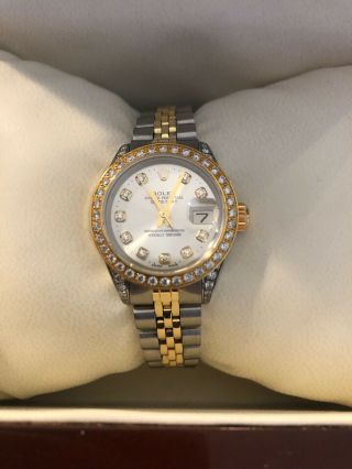 Vintage Custom Rolex Datejust 6917 18k Yellow Gold W/ Added Diamonds.  Lady Watch