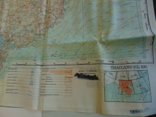 Large Korea War US AAF double sided silk escape map Thailand & Vietnam 1950 8