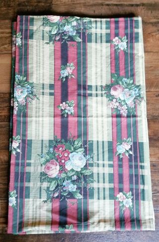 Rare Vtg Pierre Frey Floral Bouquet Plaid Check Duvet Cover Made In France