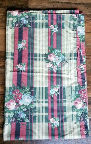 Rare Vtg Pierre Frey Floral Bouquet Plaid Check Duvet Cover Made in France 2