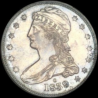 1839 - O Capped Bust Silver Half Dollar,  HIGH Uncirculated BU MS Rare.  No Resv 3