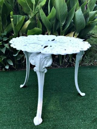 Vintage Cast Iron Flower Shape Garden Side Table 2