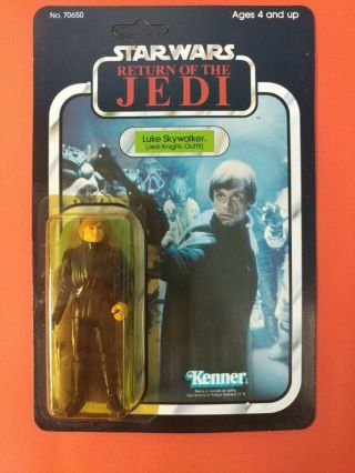 Vintage Star Wars Luke Skywalker Jedi Knight Green Lightsaber Moc Unpunched