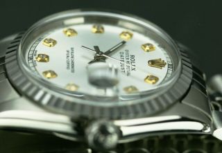 Rolex Vintage Men ' s Datejust 36mm Steel Silver Diamond Dial Engine - Turned Bezel 2